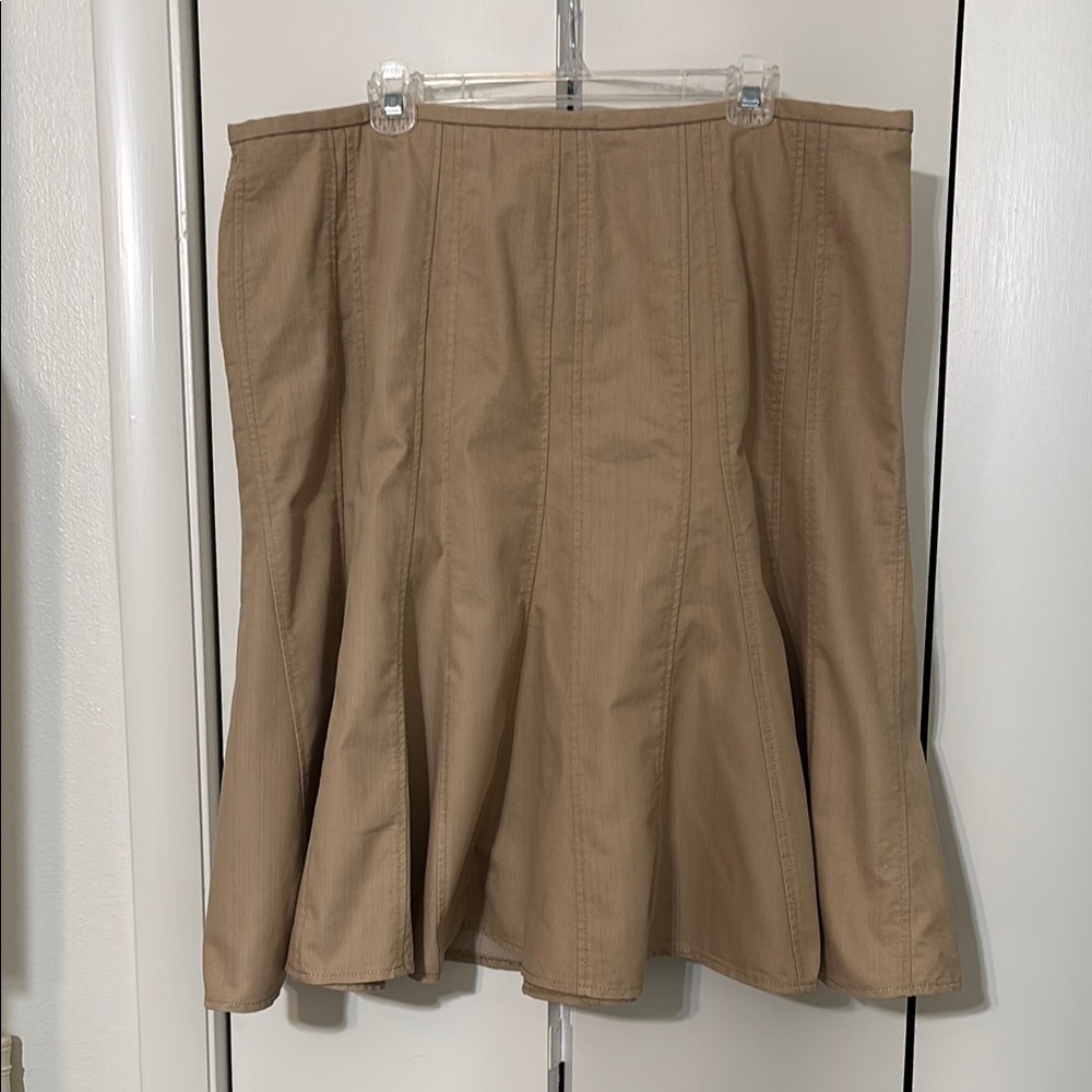 Westbound Tan Fit and Flare Knee-Length Skirt